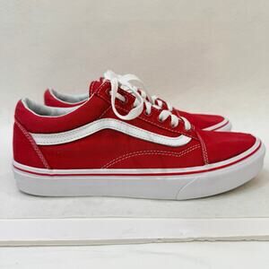 Vans Old Skool Red Low Top Sneakers Lace Up Canvas Skater Shoes Unisex M 7.5 W 9